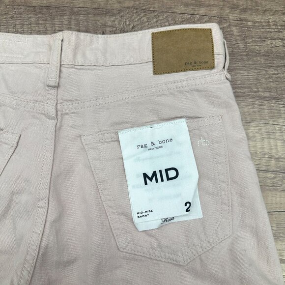 Rag & Bone Shorts Womens 24 Pink Denim Rosa Mid-Rise Relaxed Through Hip & Thigh - Picture 4 of 12